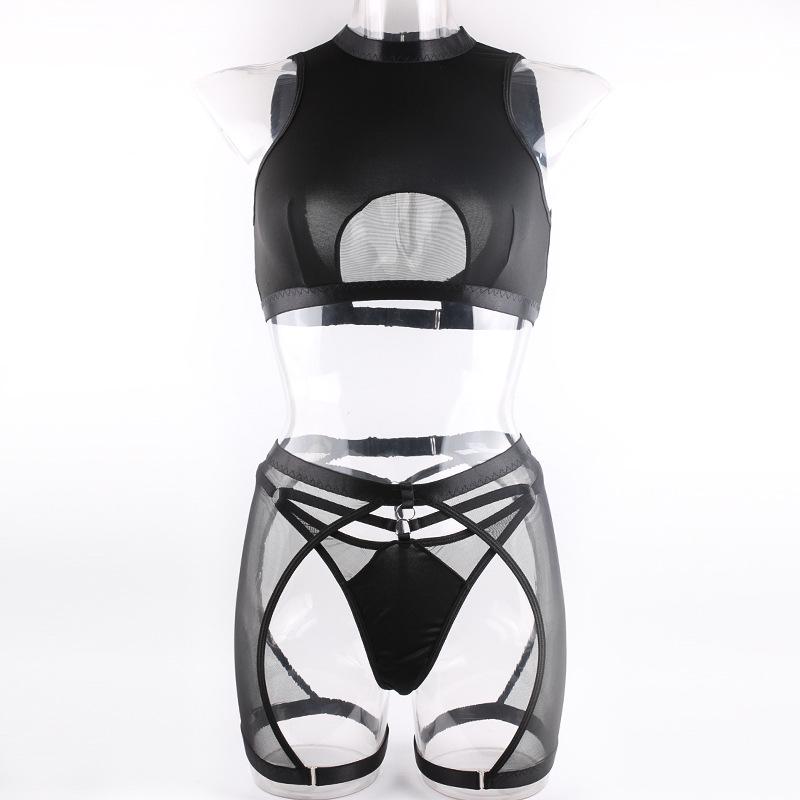 Black Sheer Mesh Wire-Free Sexy Women's Lingerie Set