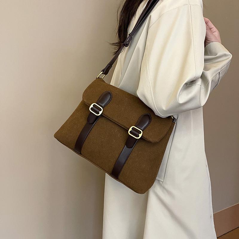 Коричневая Корейская Винтажная Матовая Городская Минималистичная Сумка-тоут из ПУ на Плечо Crossbody