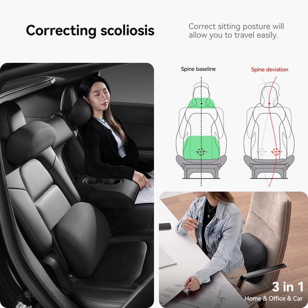 YZ For Tesla Model 3 Y Car Neck Pillow Memory Foam Protective Lumbar Back Support Car Seat Pillow Headrest Juniper Accessories