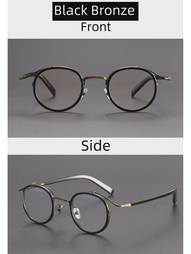 Hutong Song Retro Pure Titanium Round Glasses with Anti-Blue Light for Large Faces - Fashionable and Myopia-Compatible