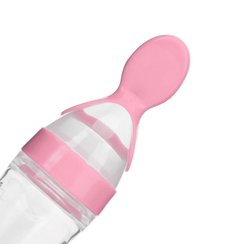 90ml Silicone Baby Toddler Feeding Bottle with Spoon   Food Cereal Squeeze Feeder