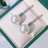 Huitan Elegant Imitation Pearl Women Drop Earrings Inlaid Sparkling CZ Party Charming Accessories Trendy Jewelry for WeddingGood product