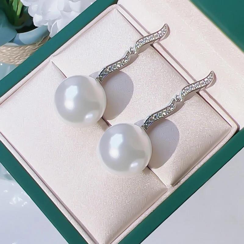 Huitan Elegant Imitation Pearl Women Drop Earrings Inlaid Sparkling CZ Party Charming Accessories Trendy Jewelry for WeddingGood product