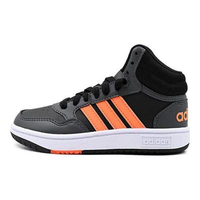 Neo Hoops 3.0 Mid K Fabric Casual Slip-Resistant Durable Mid-Top Kids Skate Shoes Kids Sneakers Black Orange HQ4492