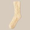 Couple's Coral Fleece Mid-Calf Terry Socks - Solid Color, Velvet Thickened for Winter Warmth & Cold Protection, Ideal for Home & Sleep.