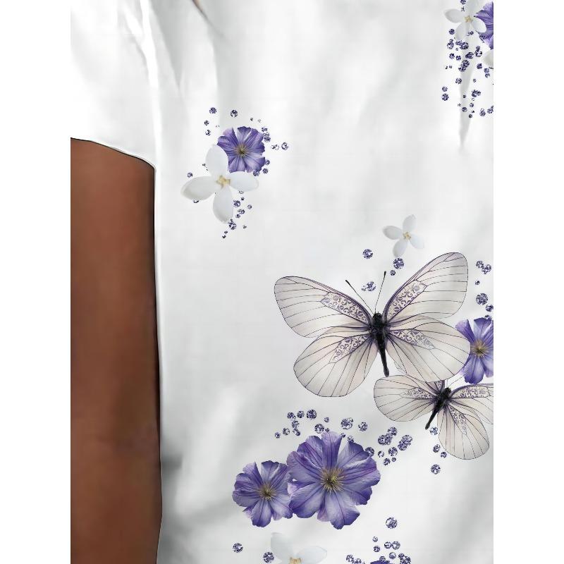 European Sizes 3D Printing, Casual T-shirt, Women's Butterfly Printed Short Sleeved Round Neck T-shirt, Fashionable and Comfortable Women's T-shirt