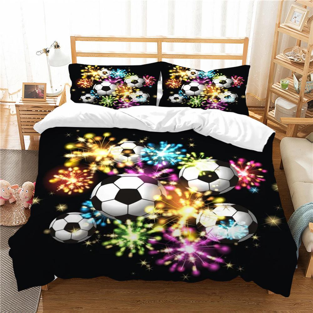 Garnitur Poszewek na Pościel z Nadrukiem 3D Piłki Nożnej Domowa Pościel Queen King Size Chłopiec Mężczyzna Nastolatek Dzieci Luksusowy Zestaw Poszewek na Kołdrę