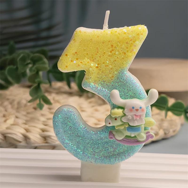 Creative Design Cute Cartoon Pacchard Dog Digital Candle Birthday Cake Decoration Digital Candle Atmosphere