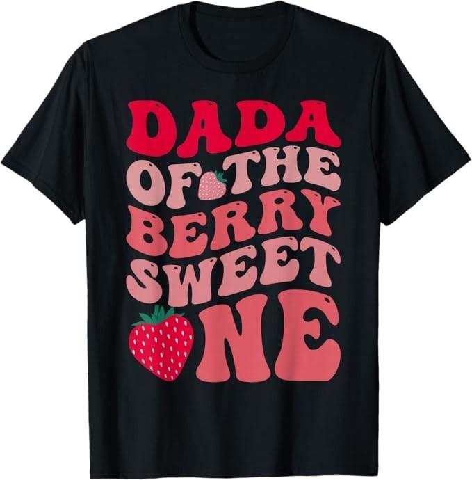 

Dada Of The Berry Sweet One Strawberry First Birthday T-Shirt L