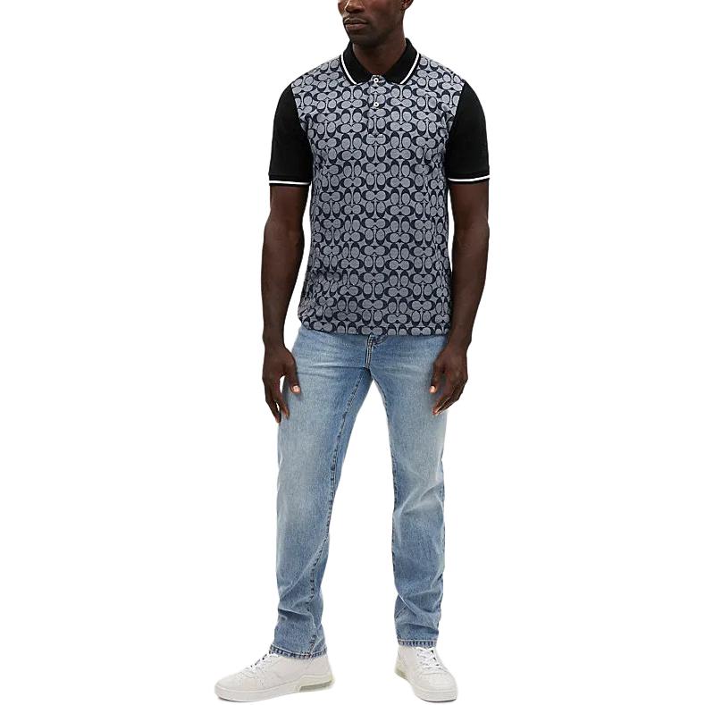 Coach Ss24 Pattern Printed Casual Short Sleeve Polo Shirt Men Tops Gray CO816-RBC