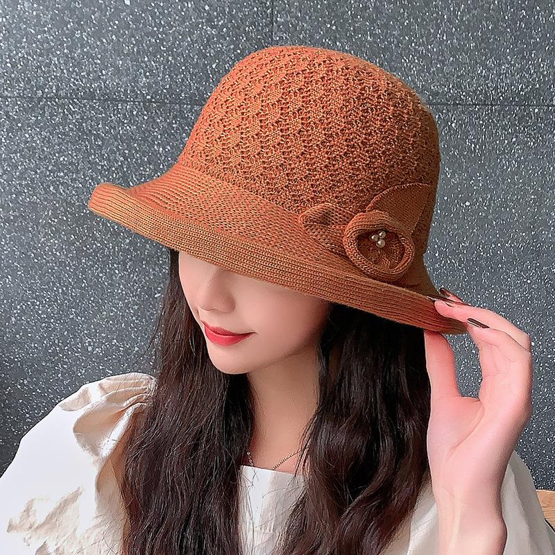 

Весенне-летняя женская однотонная вязаная шапка-рыбачка, уличная солнцезащитная, дышащая, модная, милая шапка One Size