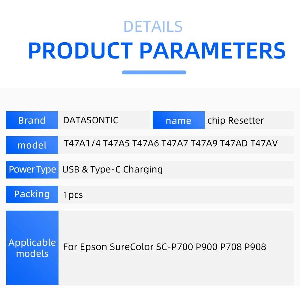 NEW T47A1 47A2 T47A3 T47A4 T47A5 T47A6 T47A7 T47A9 T47AD T47AV Resetter For Epson SureColor SC-P700 P900 P708 P908 Ink Cartridge