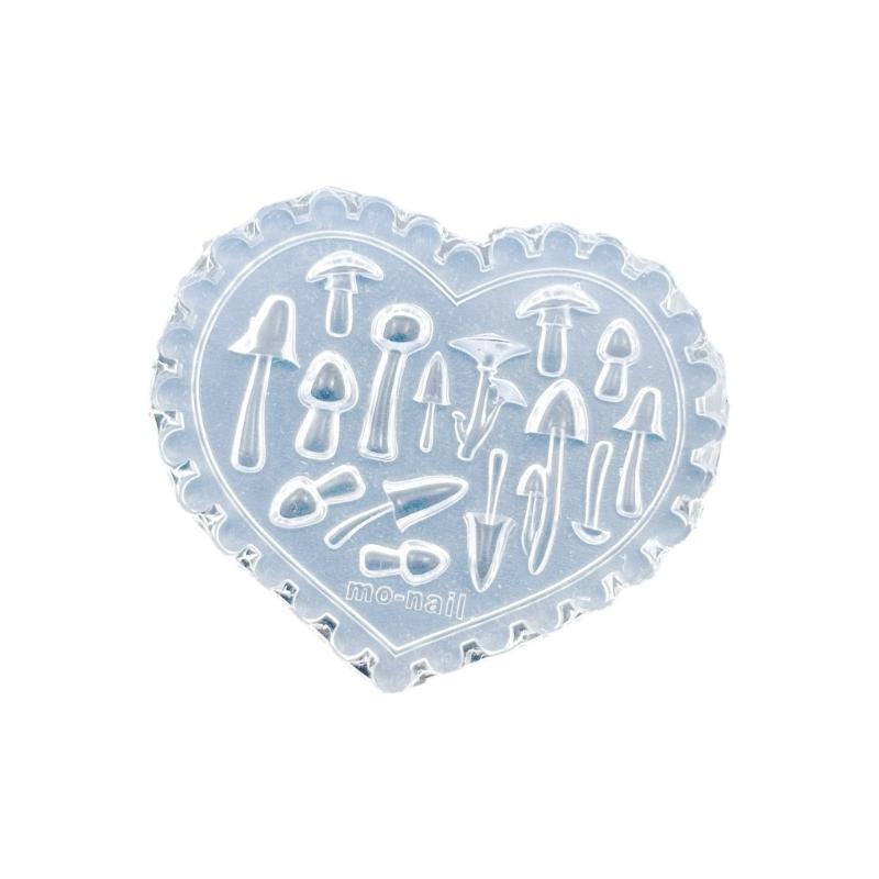 Silikon Nagelkunstform mit Pilz-, Ahornblatt-, Herzmustern für DIY Maniküre-Design, wiederverwendbare Vorlage