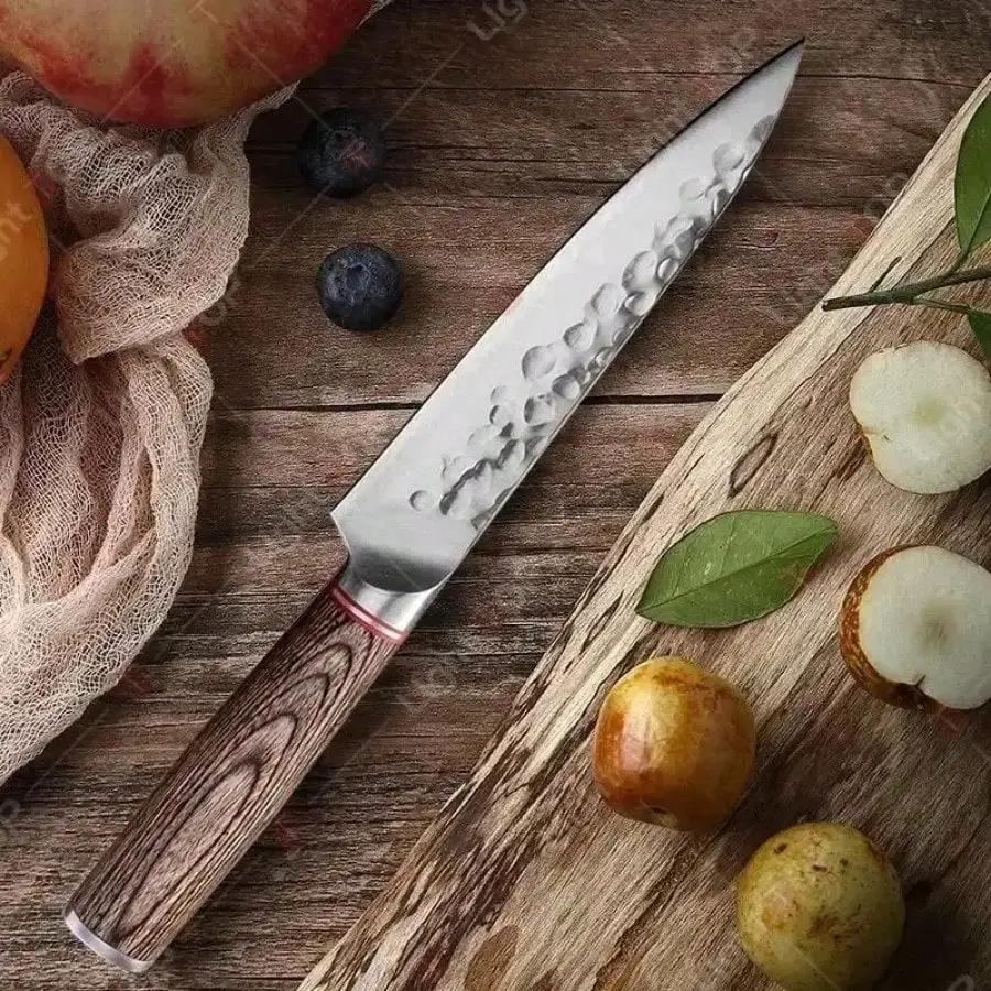 Stainless Steel Kitchen Knife Set Hammered Forged Boning Knife Wooden Handle Multi-functional Knife Bottle Opener Utility Knives