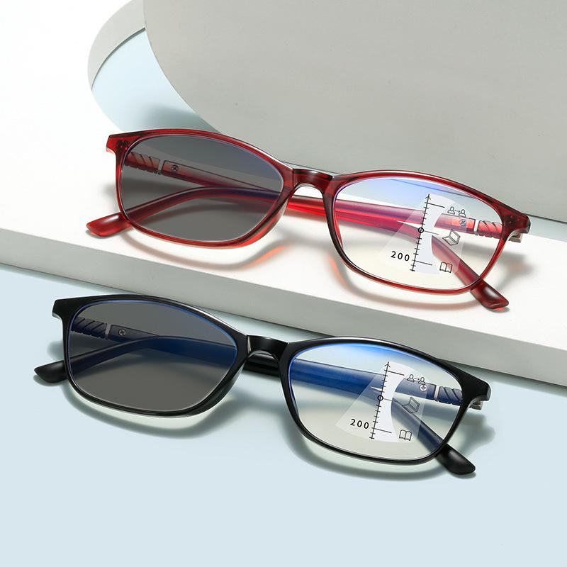 Smart Photochromic Multifocal Reading Glasses Vintage Near Far Progressive Presbyopia Small Square Color Changing Eyeglasses