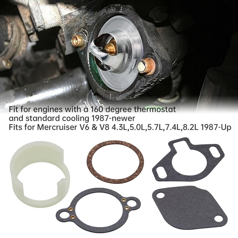 

OE 807252Q5 Thermostat Kit Replacement for MerCruiser with Sleeve 160° 4.3L 5.0L 5.7L 7.4L 8.2L 1987 Up ABS And Metal