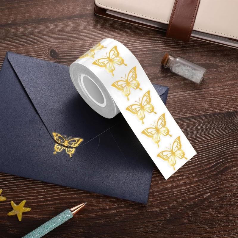 1 Roll Waterproof Sticker Adhesive Golden Butterfly Sticker Easy Peels And Stick For Journals Laptops School Accessory