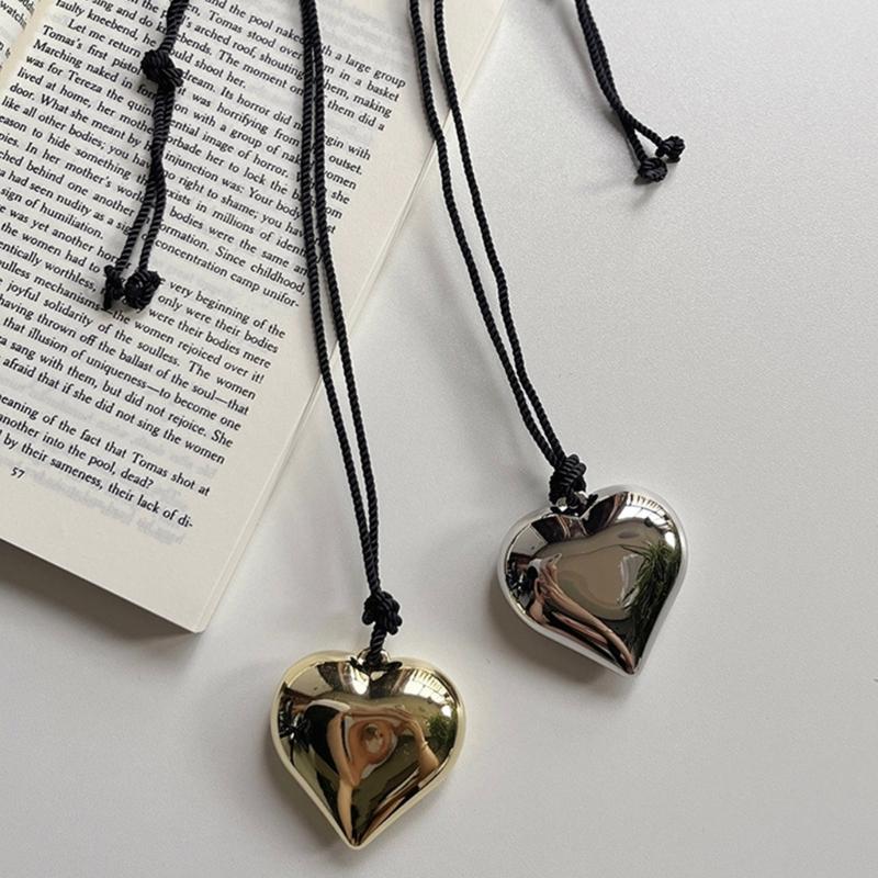 Korean Style Rope Neck Chain Necklace For Women Charm Metal Heart Pendant Collar Chain Choker Fashion Party Jewelry