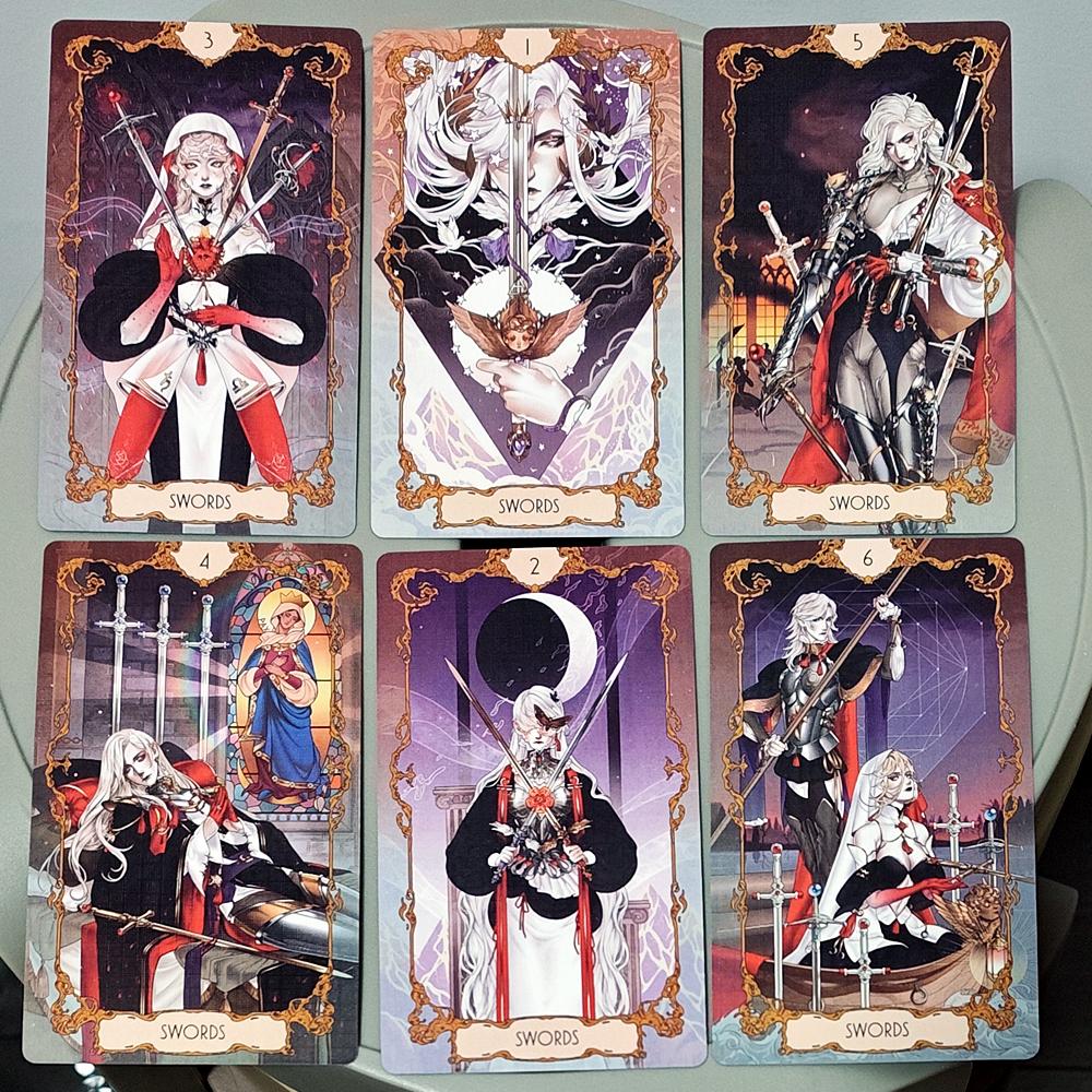 Anima Tarot Deck in Rigid Box 78 Pcs Art Nouveau Tarot Cards 12*7cm Double-embossed with Gorgeous Anime-Style Illustrations