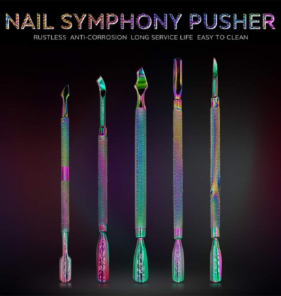 KADS 1 Cuticle Nipper 5 Cuticle Stainless Magical Cuticle Cuticle Nail Care Tool Set & Pushers, Steel, Colors, Care, Pusher, (1)