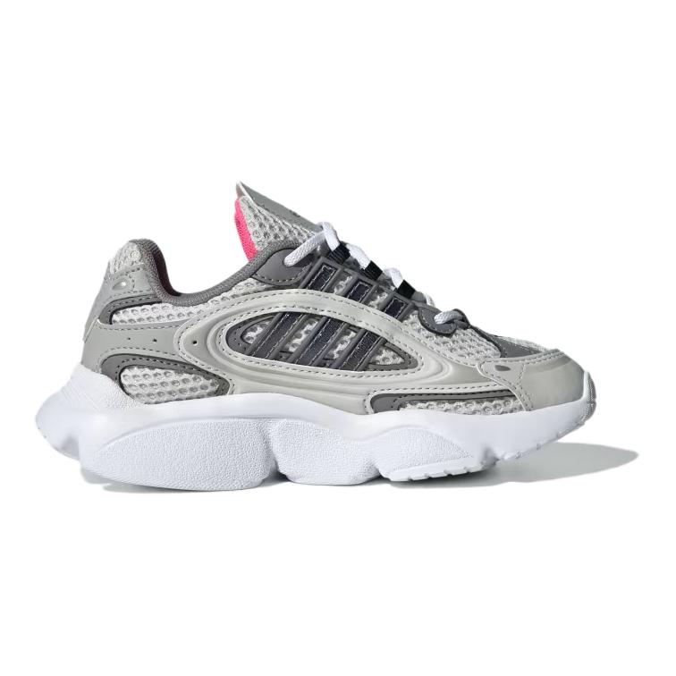 Adidas Originals Ozmillen Comfortable Versatile Non-Slip Wear-Resistant Low-Top Casual Shoes Kids Sneakers Gray White IH2238