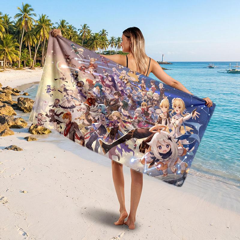 Large Beach TowelGenshin Impact Soft Absorbent Towel Beach Bath Home Use