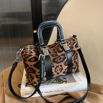 Retro tas met luipaardprint herfst en winter hoogwaardige niche boston tas nieuwe mode schoudertas crossbodytas
