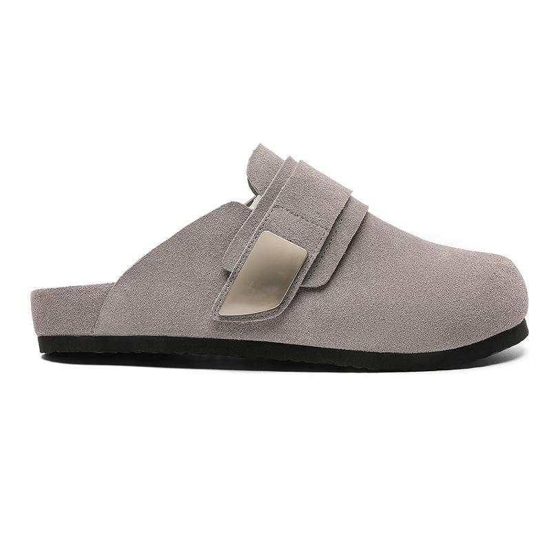 Small from the design of Boken shoes for men, comfortable and non-slip for outer wear, lazy one-pedal outer wear slippers 59901 gray-J