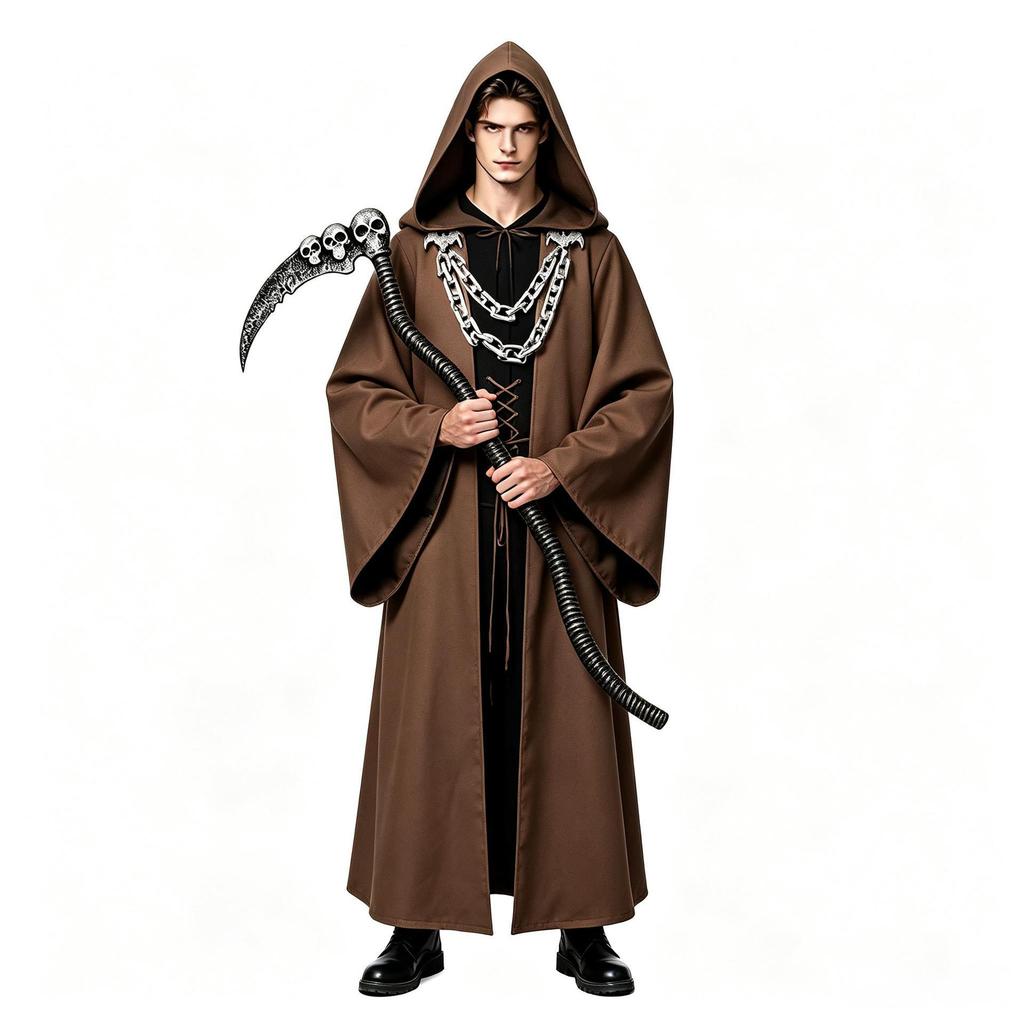 Halloween Dark Chain Hooded Men's Polyester Echo Cape Medieval Role-Playing Party Cosplay Cloak