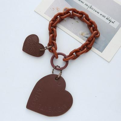 Yousheng Keychain Pendant Chain Faux Leather Heart Pendant Stainless Portable Shoulder Bag Handbag Decoration Pendant Keyring Holiday Gift