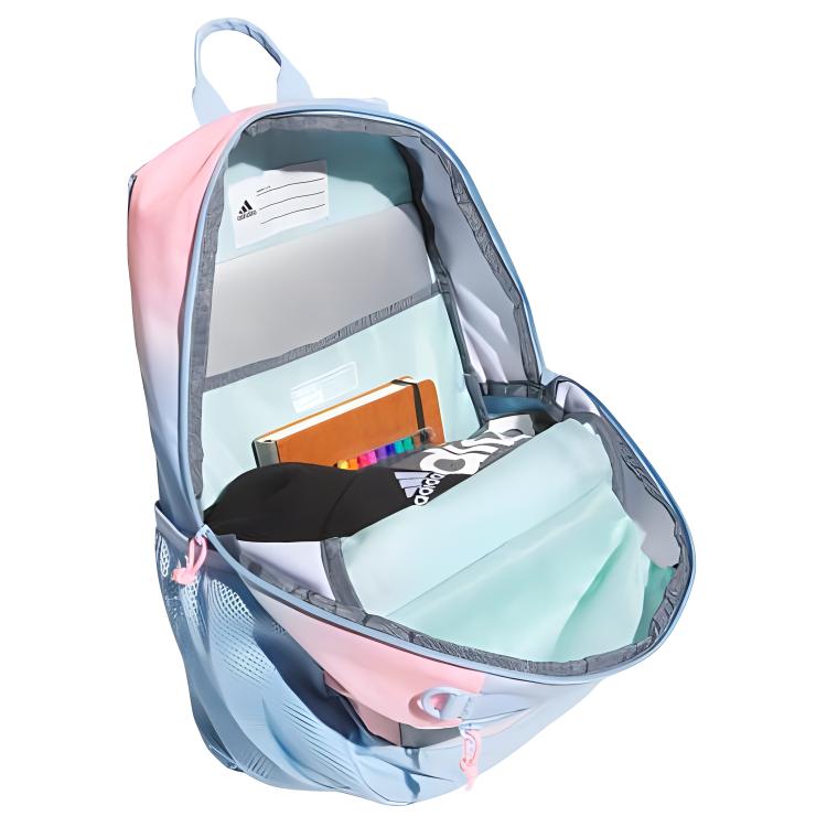 adidas Junger Bts Creator 2 Mode Vielseitiger Polyester Rucksack Normaler Damenrucksack Mittelblau Himmelblau Rosa IU7756
