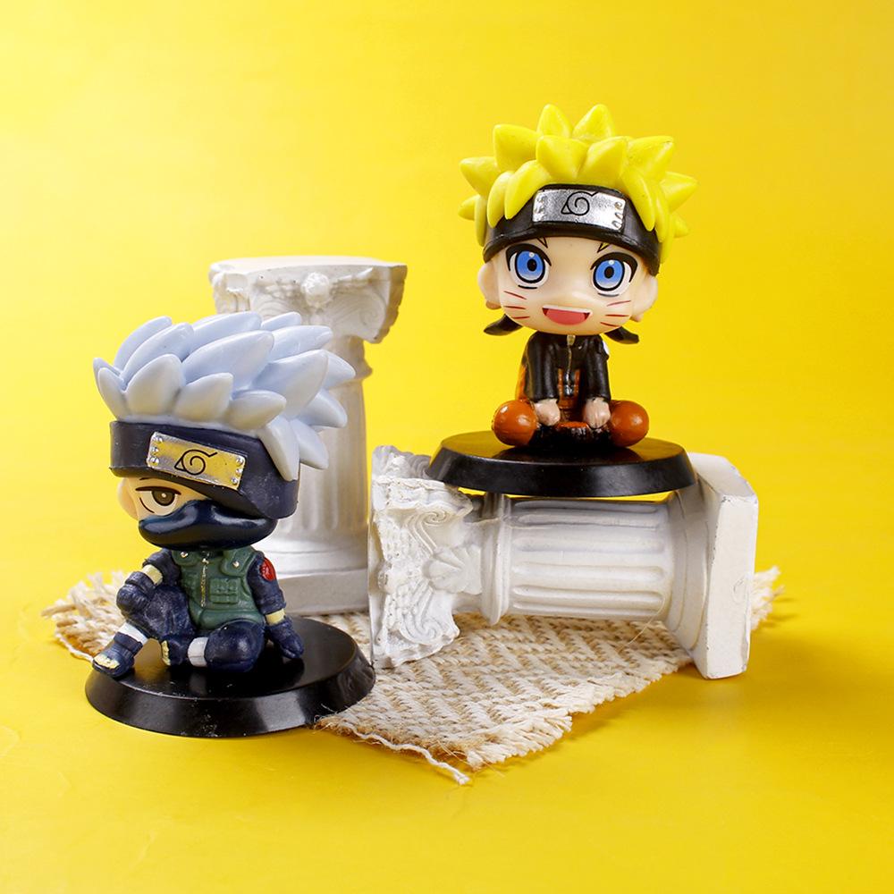 Mini Anime Figur Uzumaki Kakashi Uchiha Sasuke Itachi Kawaii Spielzeug Q Figural Auto Dekoration PVC Modell Geschenk