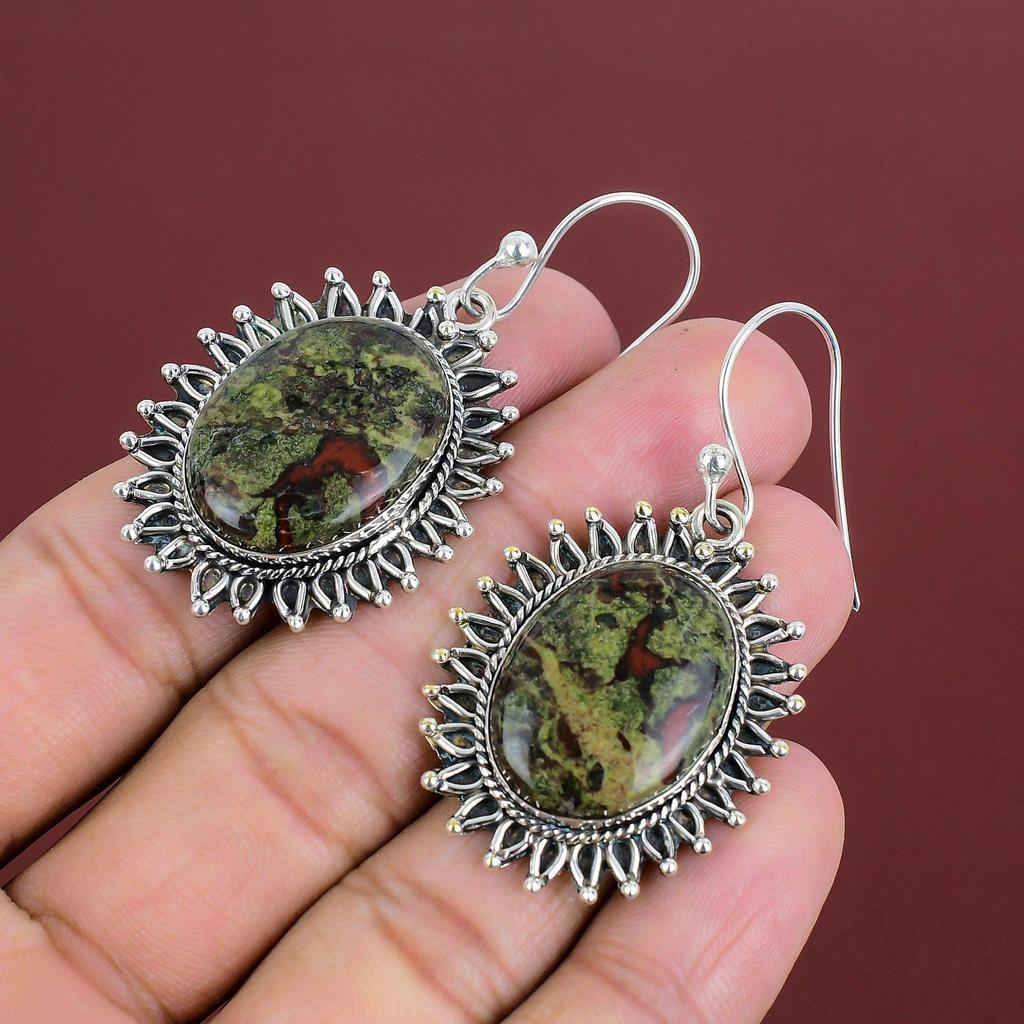 Dragon Bloodstone Earring 925 Sterling Silver Earring Handmade Stylish Earring Elegant Jewelry Very Pretty Gemstone Earrings Gifts For Women