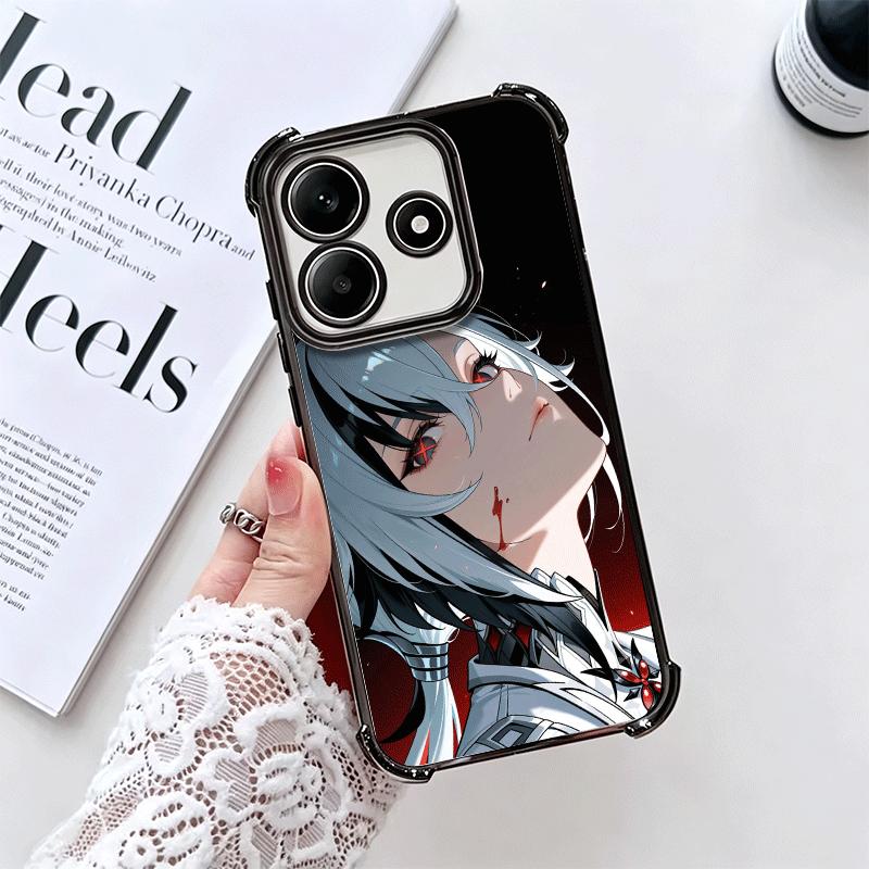 Genshin Impact Arlecchino Plating Phone Case For Xiaomi Redmi Note 14 15 Pro Plus 13 12 11 11S 11T 10 9S 9 5G Anti-Fall Airabag