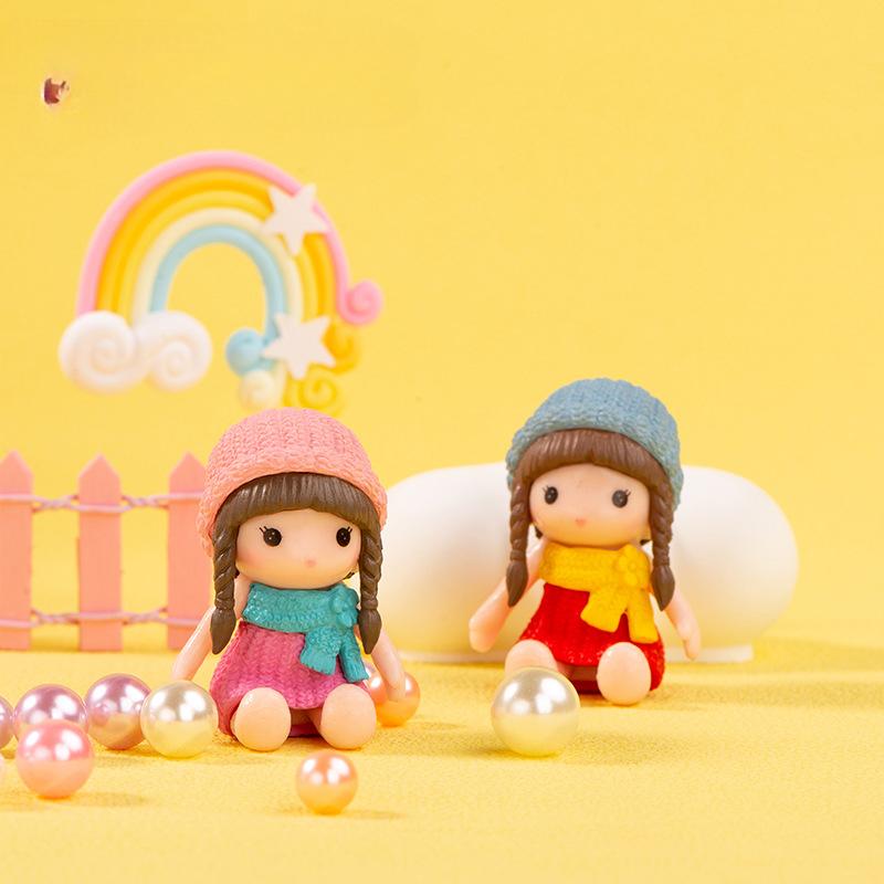 Micro Landscape Decoration Cute Cartoon Doll Girl Four-color Hat Birthday Gift Small Ornaments