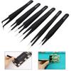 Anti-Static Stainless Steel Tweezers Precision Maintenance Industrial Repair Curved Working Model Making Hand Tool