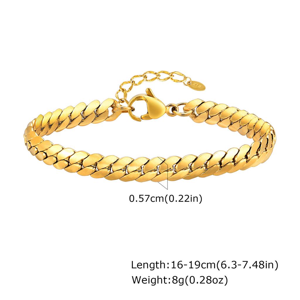 Jewelry Simple Women'S Stainless Steel Four-Sided Grinding Nk Chain Gold Bracelet 1231