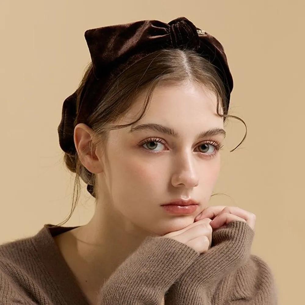 Velvet Ribbon Turban Hairband JP-24-495HB gray