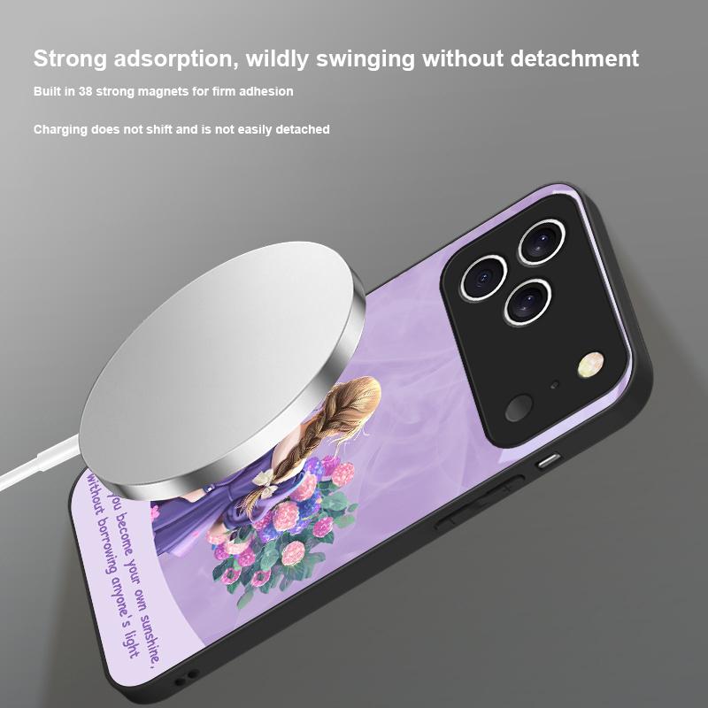 The Girl Holding Flowers For iPhone 17 Pro Max 16 E 15 14 13 Plus 12 Mini 11 17 Air XR Xs Max 7 Plus Magsafe Glass Phone Case