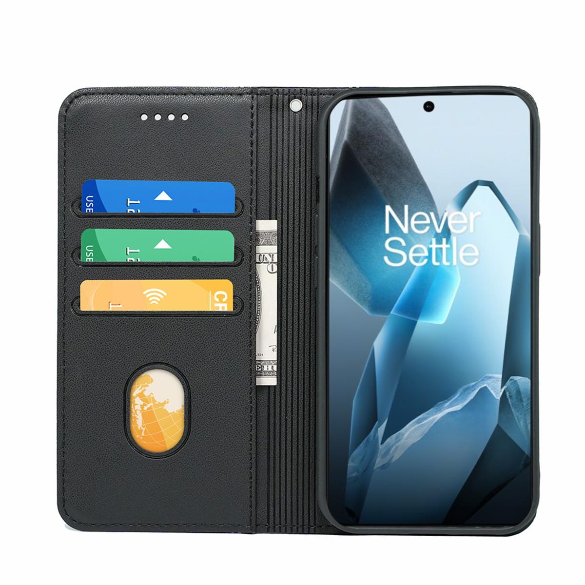 

HX01 For OnePlus 13 Wallet Case Magnetic Closing PU Leather Phone Cover Brown