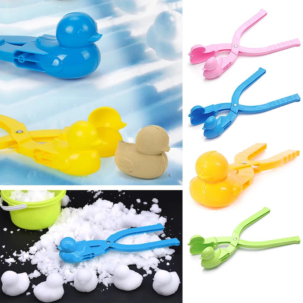 5Pcs Duck Shaped Snowball Maker Clip Children Outdoor Plastic Winter Snow Sand Making Mould Tool for Kids Fight Fun Sports Toys