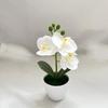Artificial Orchid Potted Plant 3 Heads Mini Phalaenopsis Fake Flower Plastic Desktop Ornament Home Living Room Decoration
