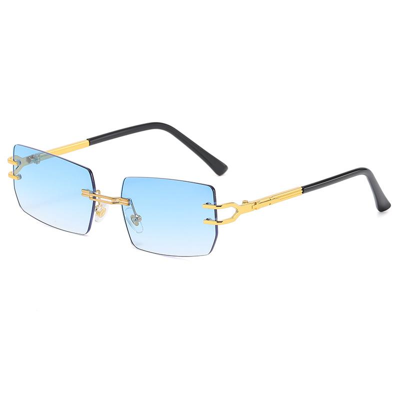 8064 Rimless Sunglasses, Square Gradual Change Glasses, Wind Street Shot Trendy Sunglasses