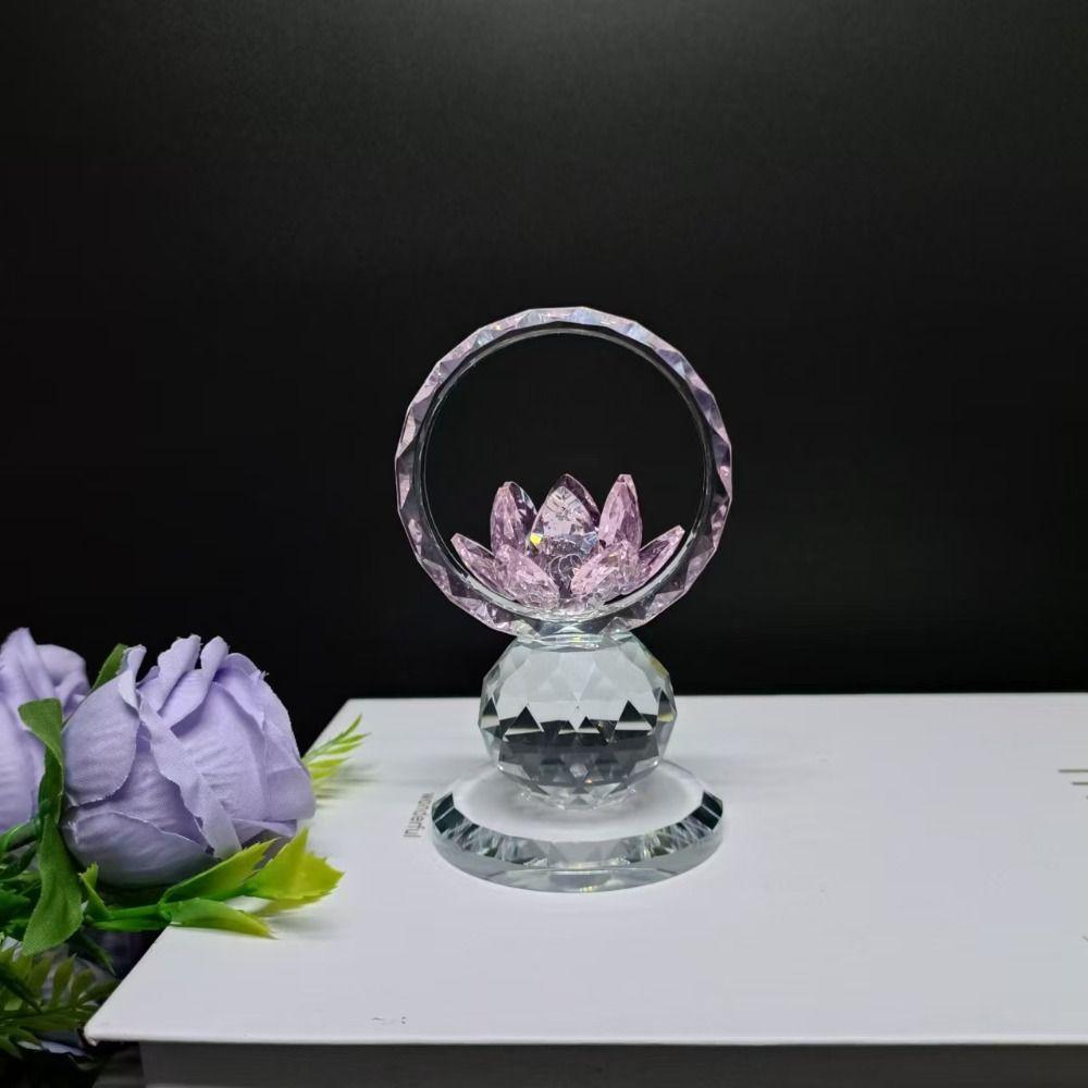 Reflection Effect Lotus Flower Figurine Stable Base Clear Lotus Flower Collectible Office Desk