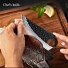 Cuchillo de Cocina Forjado a Mano Patrón Martillado Cuchillo para Deshuesar Cuchillo de Sacrificio Matar Peces Cortar Pieles Vacuno Alta Dureza Cuchillo de Chef