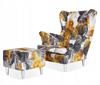 ARI PRINT Wing Chair with Footrest Scandinavian Family Living Room Furniture