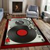 3D Red Record Design Non-slip Floor Mat for Living Room, Bedroom, Kitchen and Office Decoration, Soft Crystal Pile Carpet