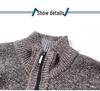 Chunky Knit Fleece-Lined Zipper Cardigan: Stand Collar Winter Sweater
