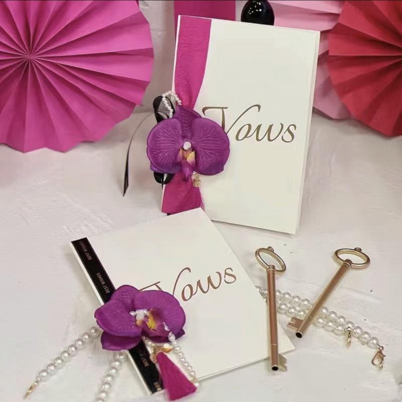 Mori Style Wedding Vows Book Set - Bride & Groom Vow and Speech Cards