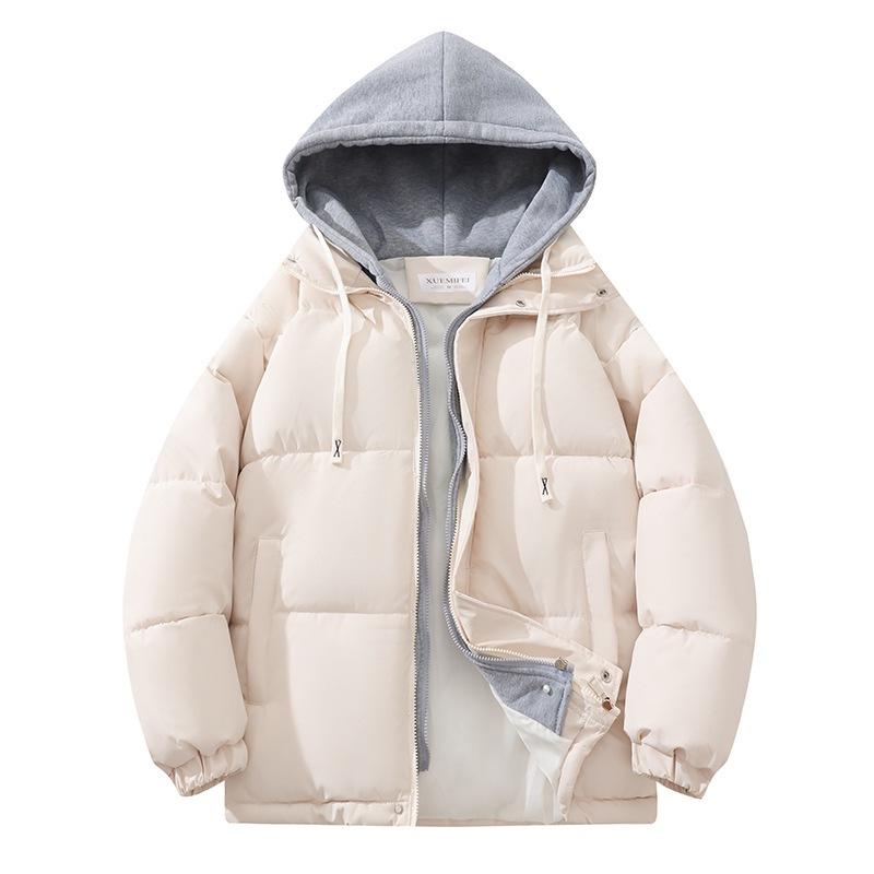 Fake two-piece down padded jacket women's winter thickened loose padded jacket new sweater hooded padded jacket trendy